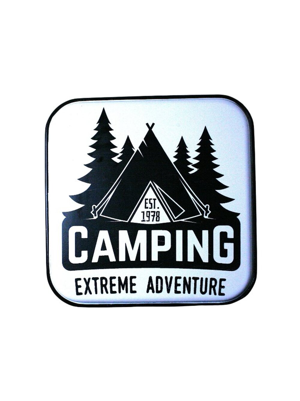 Vintage-Inspired Camping Extreme Adventure Metal Wall Sign Square Design With Fo